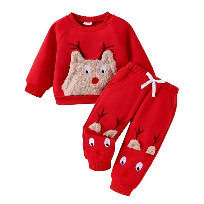 FOCUSNORM 0-4Y Baby Boy Christmas Costume Set 2-piece Cartoon Embroidered Long Sleeve Sweatshirt Pants Autumn Set W241213
