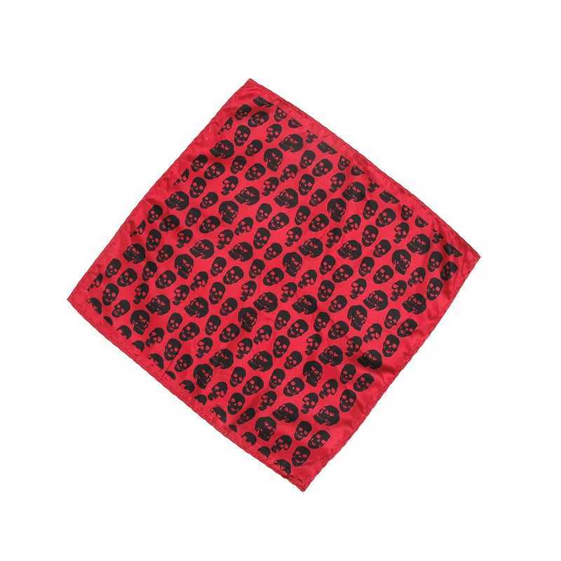 New mens handle retro skull print pocket square soft silk Hanks wedding party business Hanks chest towel gift W241213