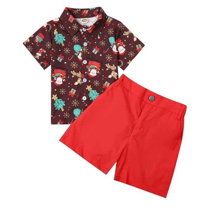 Children children Christmas shirts clothing sets boys summer short sleeves shorts 2-piece Santa Claus set W241213