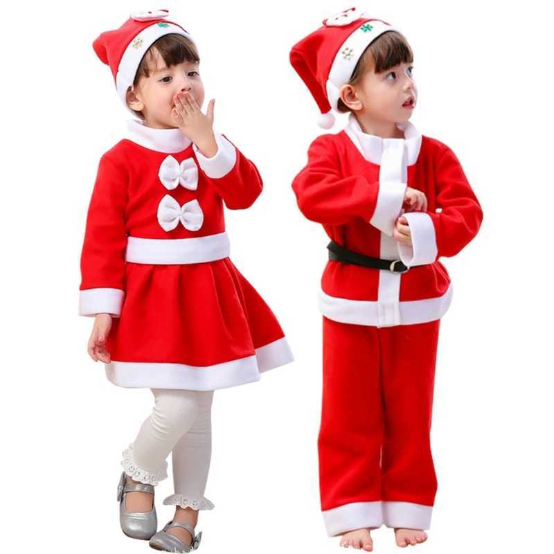 3/4 pieces of Christmas childrens clothes Brother sisters matching suit Classic red Santa Claus clothes Girls boys fashionable Christmas clothes 1-9Y 