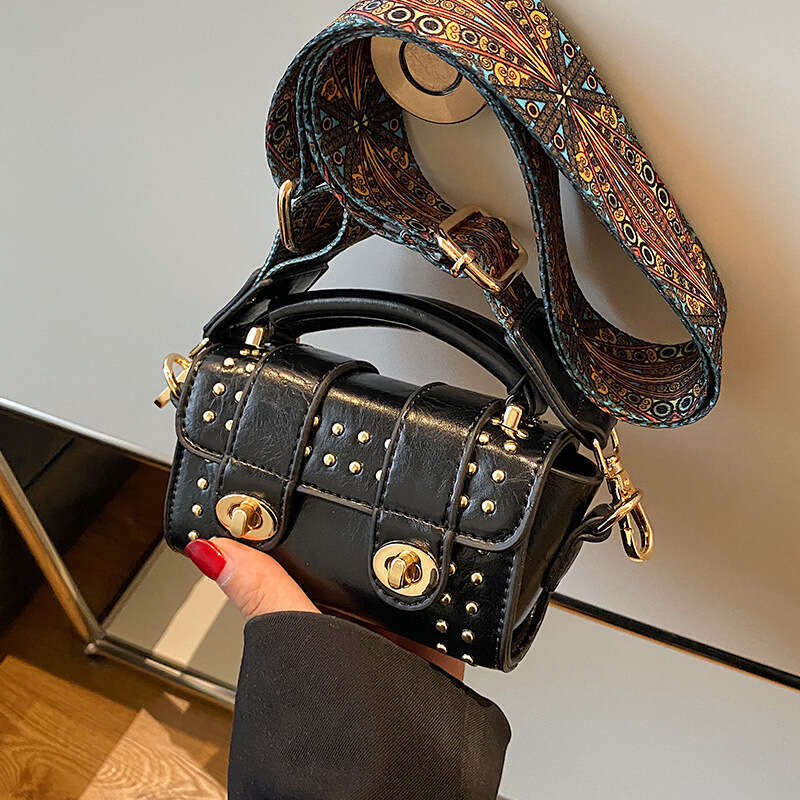Punk DingTalk Underarm Small Square Handheld Boston Fashion Broadband Crossbody Bag