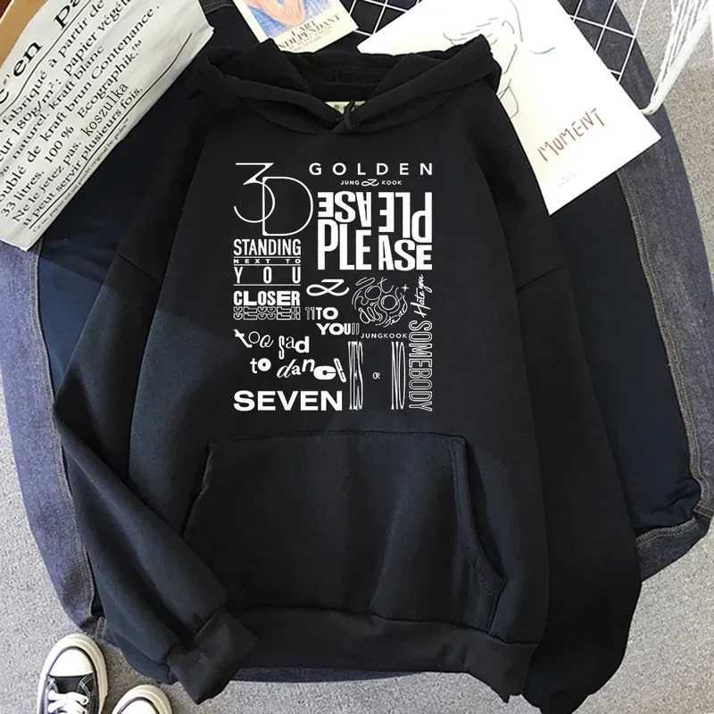 JungKook Golden Hoodie Harajuku Womens Stand Next to You Unisex Autumn Winter Retro Seven Pullover Sweatshirts Korea W241213