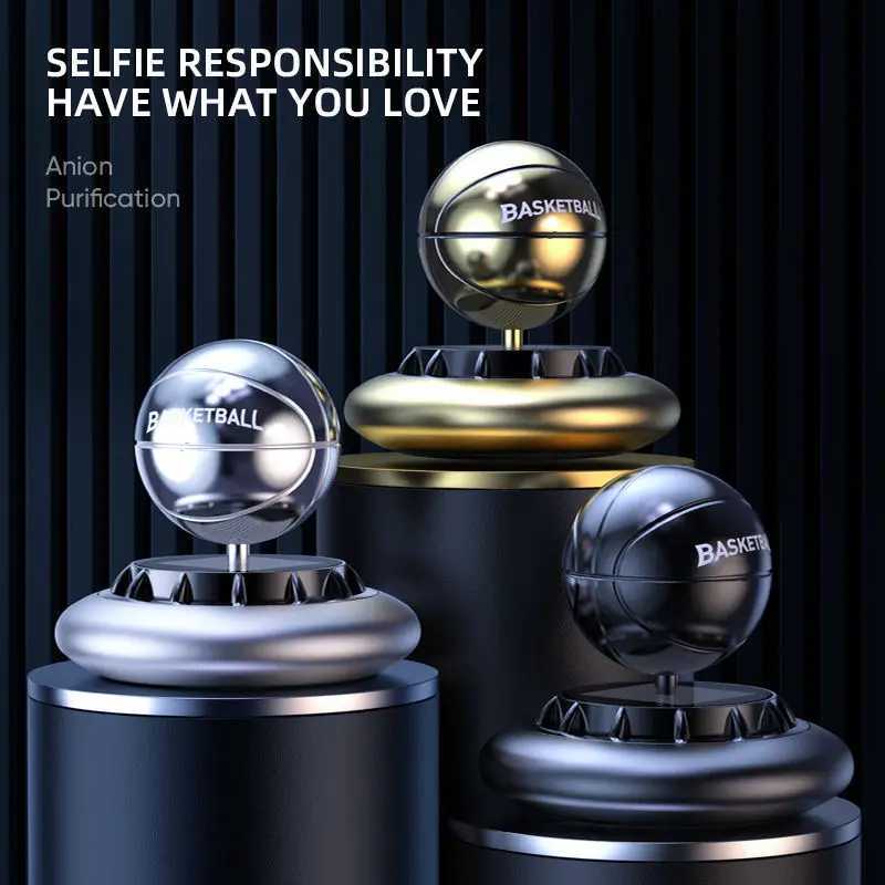 New Factory Outlet Scent Car Air ener Basketball Design Solar Rotating Auto Decoration Perfume Air Fragrance DiffuserXJ241213