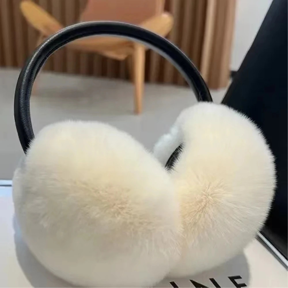 Womens natural fur earmuffs winter fur headphones soft and warm cables real Rex rabbit earmuffs cold weather 241211