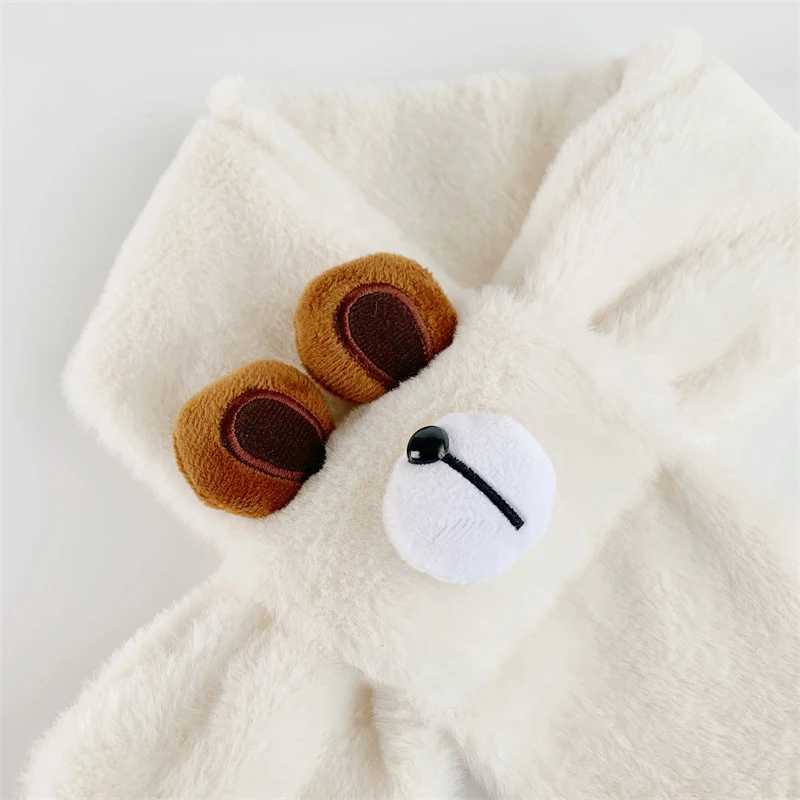Scarves Wraps Cartoon Plush Baby Scarf Winter Faux Fur Scarves for Toddler Boys Girls Cute Bear Warm Kids Cross Neckerchief H241213