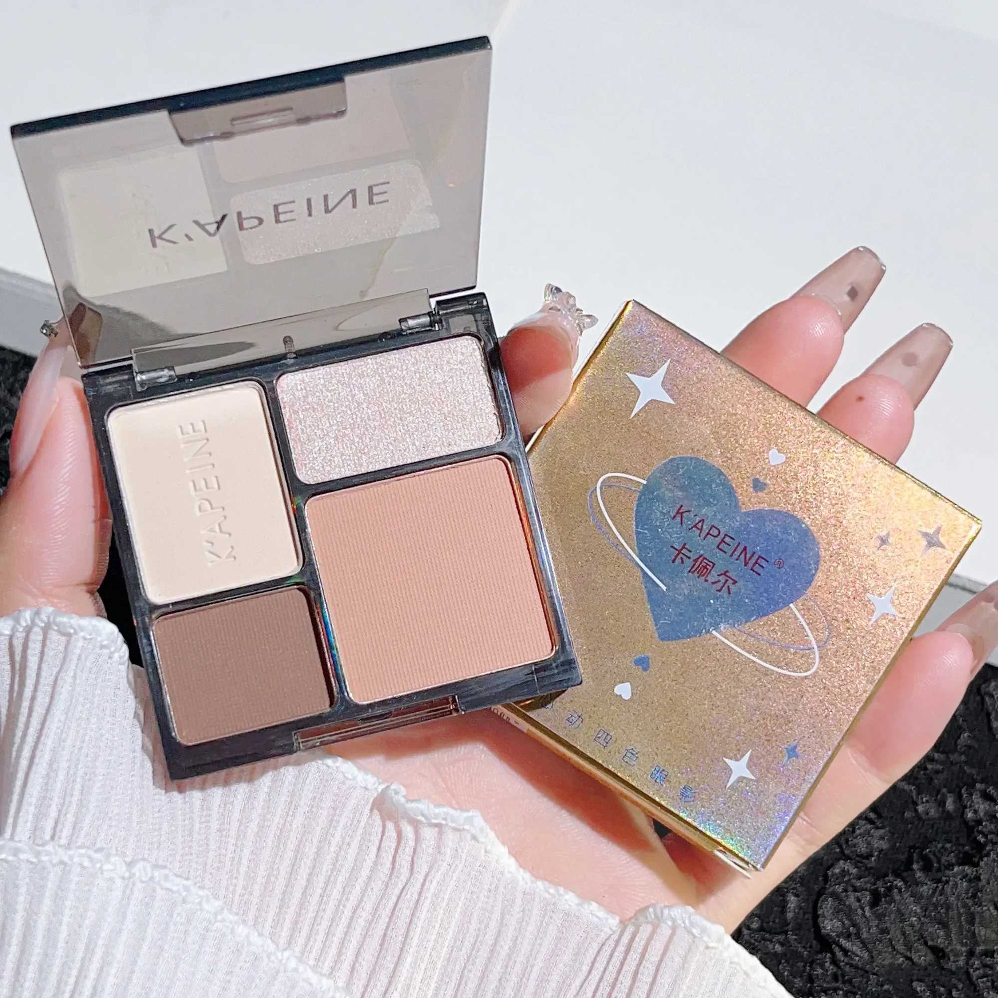 Eye shadow quad plate fine flash pearl light blue milk tea mini eye shadow student makeup W241213