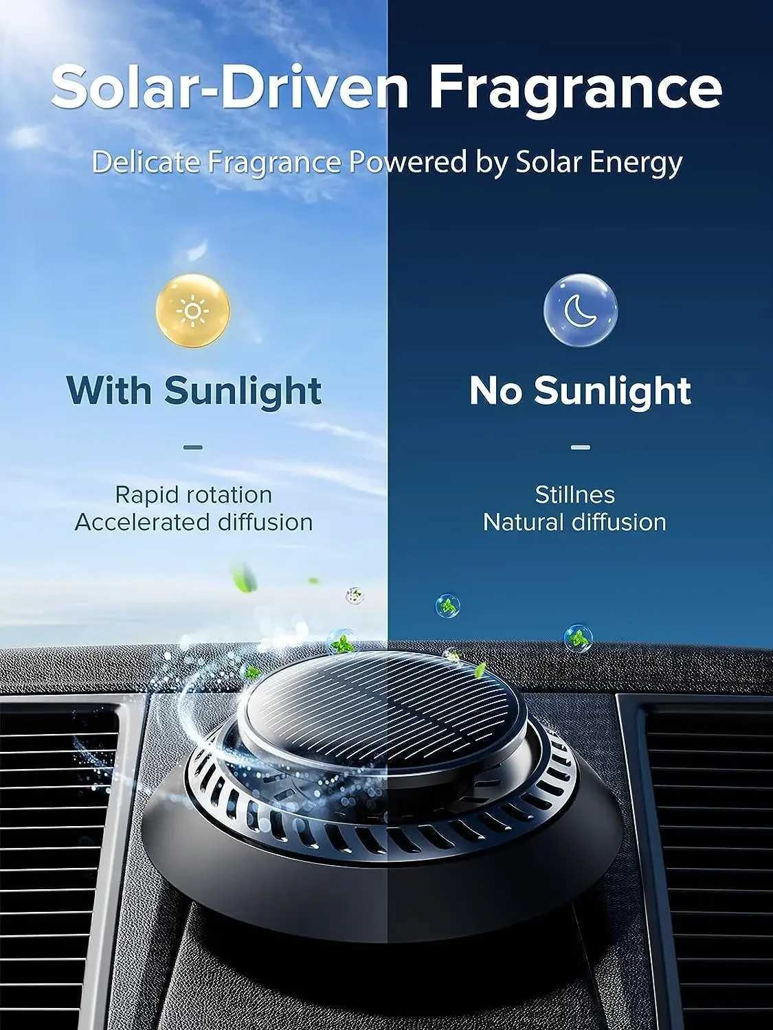 Solar Powered Car Rotating Aroma Air ener Fragrance Ornament Diffusers for Essential Oils Auto Interior AccessoriesXJ241213