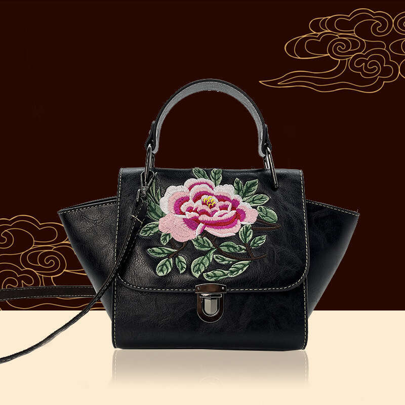 Handbag, Chinese embroidered peony women's bag, new ethnic style single shoulder crossbody bag