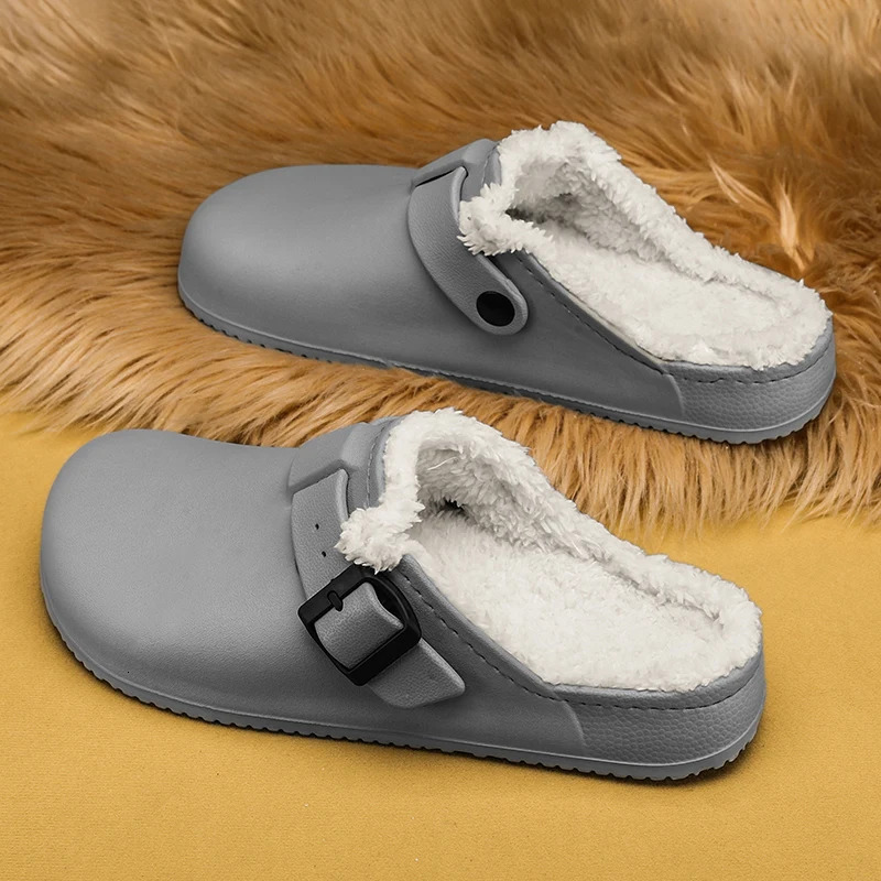 Waterproof Slipper Men's Slippers Couple Women Home Shoes Add Veet Non-Slip Wear-resistant Indoor Unisex Soft and Comfortable