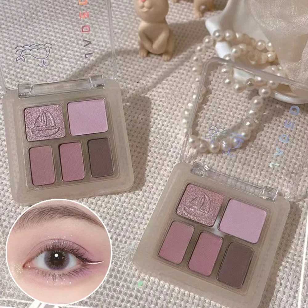 5 Colors Glitter Silvery Smoked Eye shadow Palette Mystic Grey Pink Luxurious Shimmer Matte Finish Style Daily Perform Makeup W241213