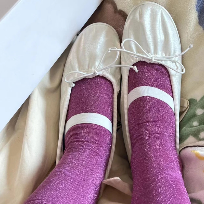 Elegant velvet ballet flat shoes for women butterfly bow soft casual streetwear for women slippers 241213