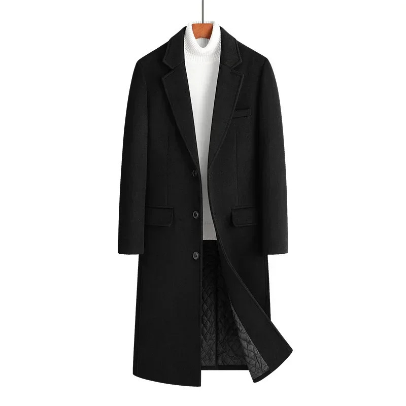Wool content 54% woolen coat mens winter Korean version wool fashion casual long top menswool 241213