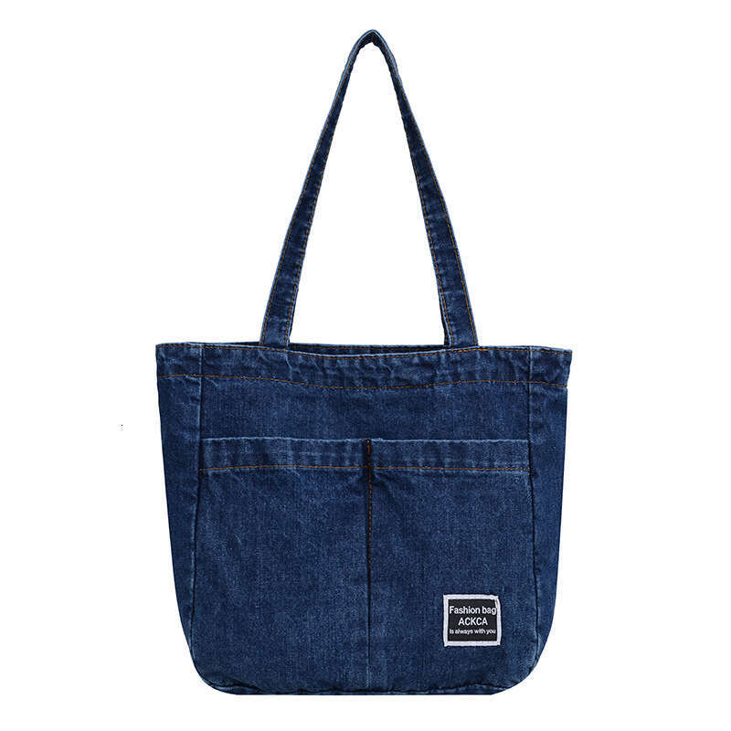 Washed Denim Canvas Korean Version Shoulder Tote Haruku Retro Artistic Women's Large Capacity Crossbody Bag