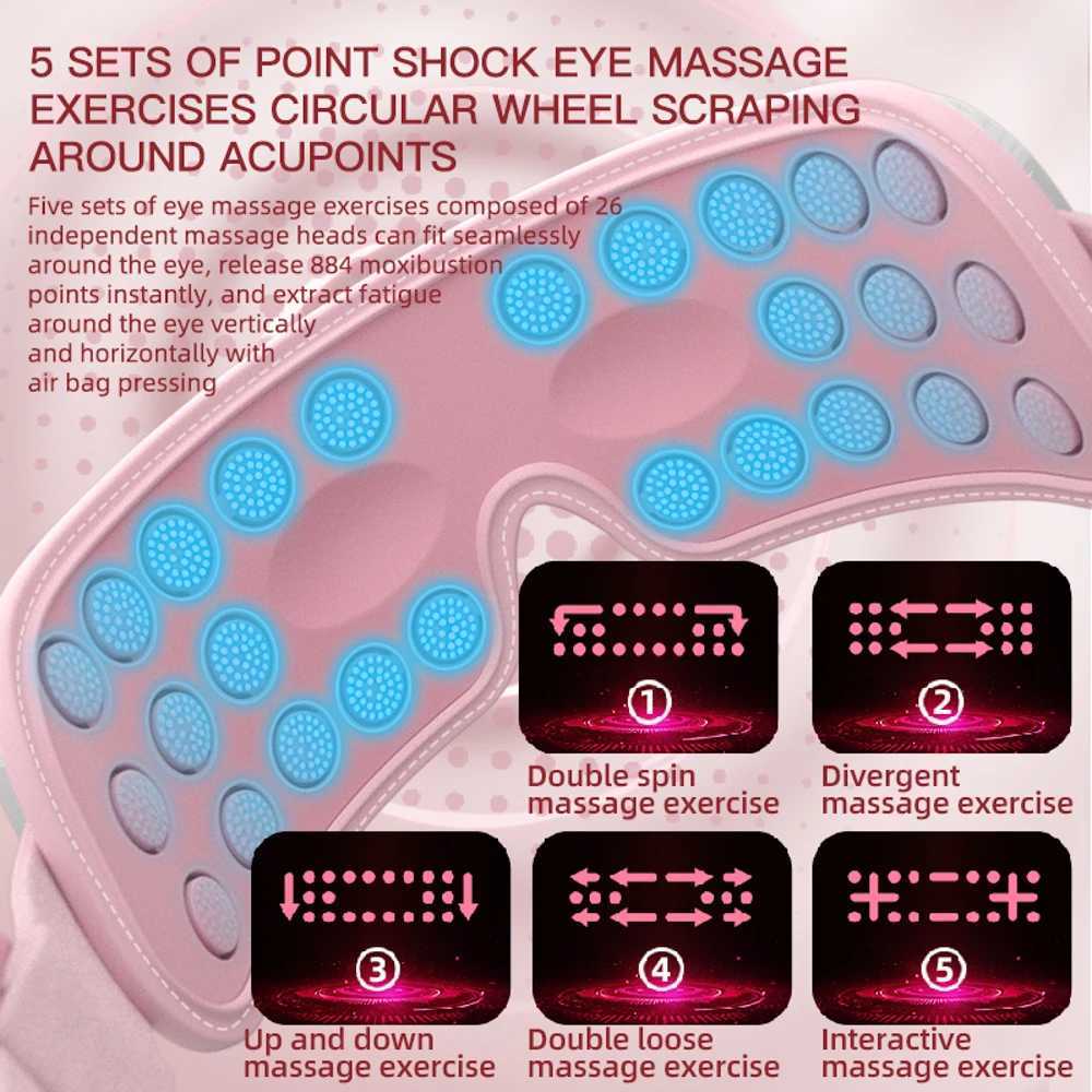 Electric Airbag Eye Massager Airpressure Point Heated Eye Massage Hot Compress Eye Care Glasses Acupoint Tired Dry Eye W241213