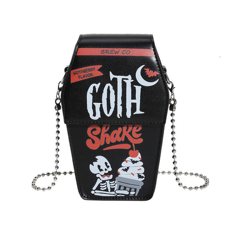 Internet celebrity gothic style bag for women, niche parody, dark themed skeleton small square versatile chain crossbody bag, 2024 new casual fashion 