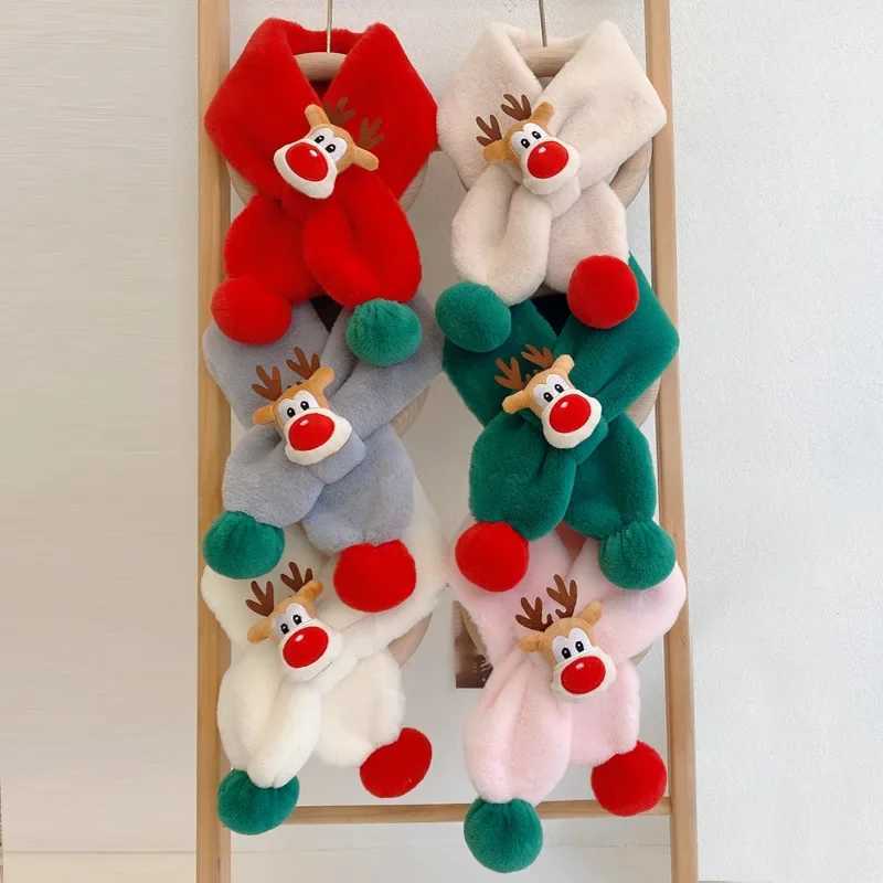 Scarves Wraps Christmas Childrens Scarf Winter Child Neck Warmer Baby Winter Accessories Cartoon Scarf for Girls Child Neck Gaiter Kids Gifts H241213