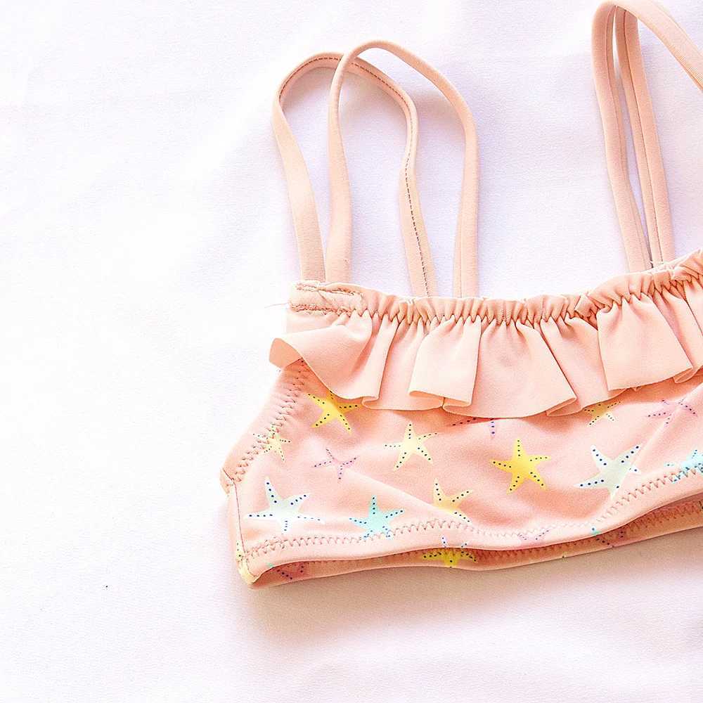 2-10 Years Kids Girls Swimwear Swimsuit 2024 Children Fal Bikinis Set Halter Print Kid Girl Biquini Infantil Bathing SuitXJ241212