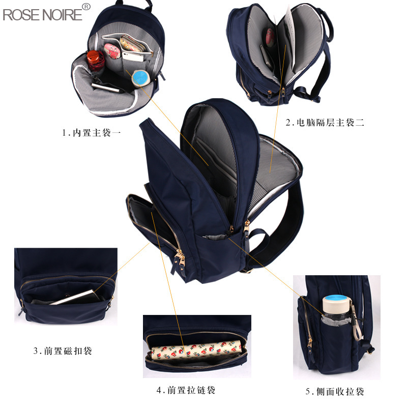 2024 New Oxford Cloth Women's Trendy Fashion Versatile Lightweight Nylon Waterproof Backpack Travel Bag