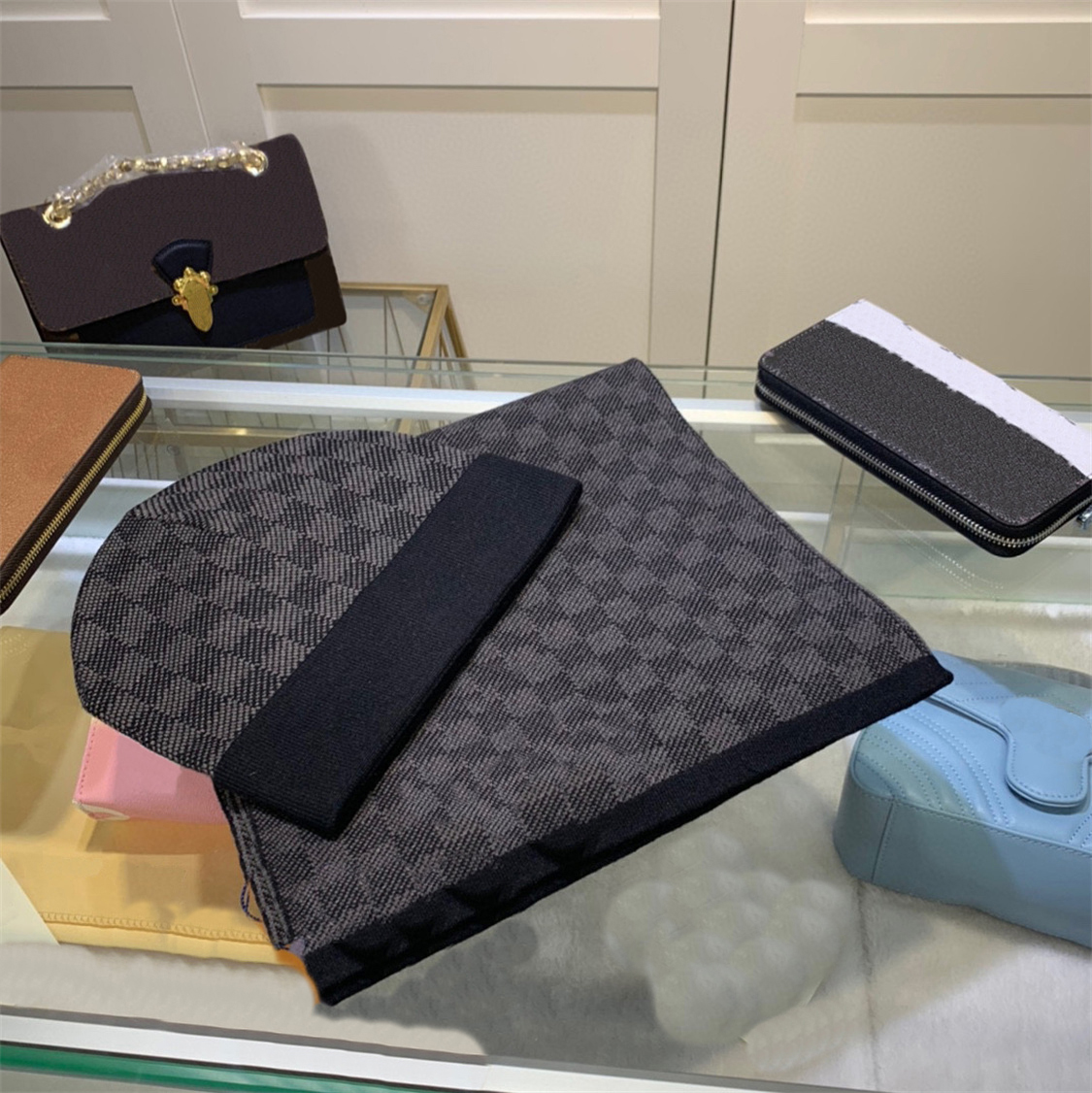 yySS Box Classic Scarf Hat Glove Sets 3 Piece For beanies Men Women Wool Winter Caps Shawl Hats Scarves Wool Beanie Wrap Scarfs 56669