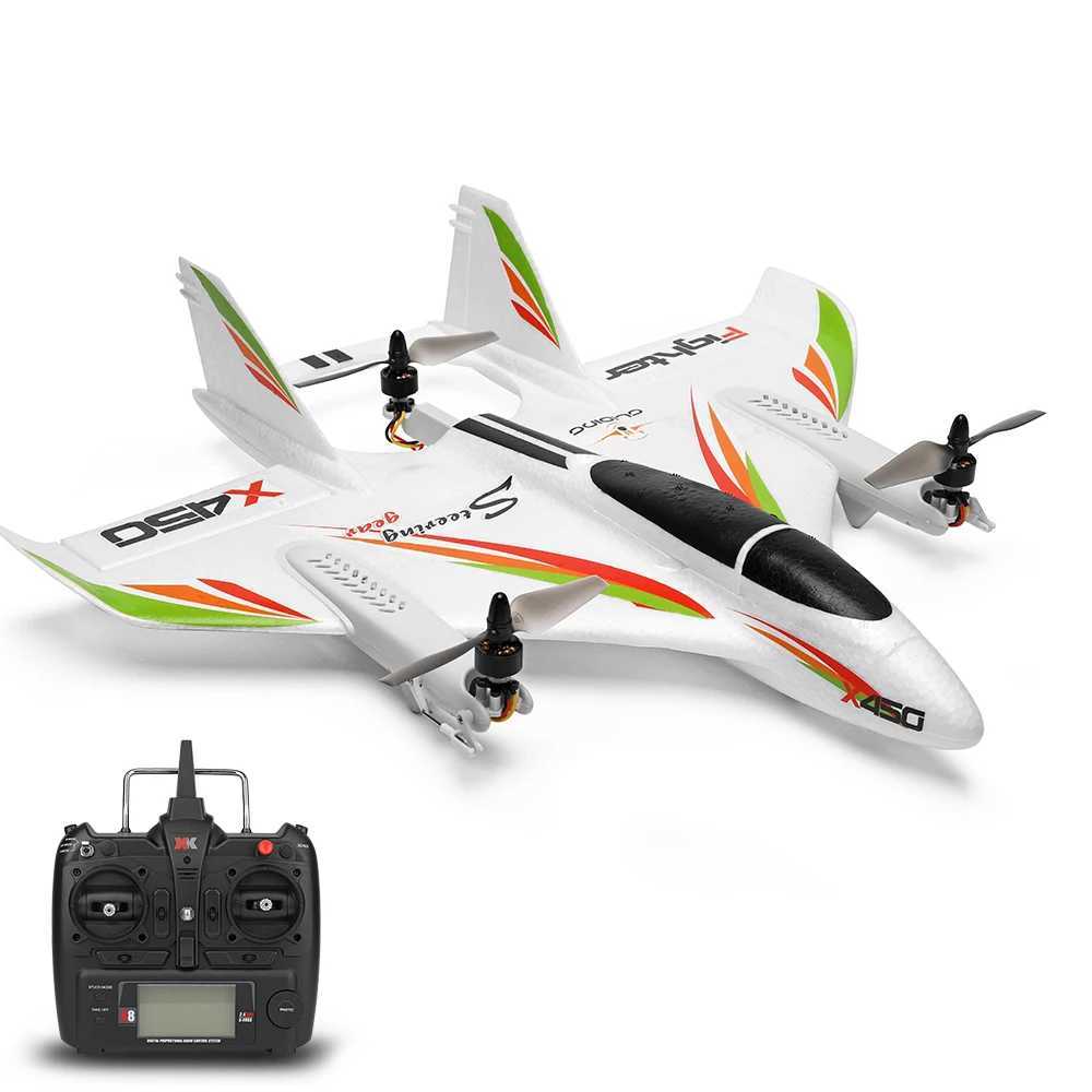 Electric/RC Aircraft WLtoys XK X450 RC Airplane RC Glider Fixed Wing Aircraft with 3 Models 2.4G 6CH 3D/6G RC Helicopters Vertical Takeoff RTF L250913