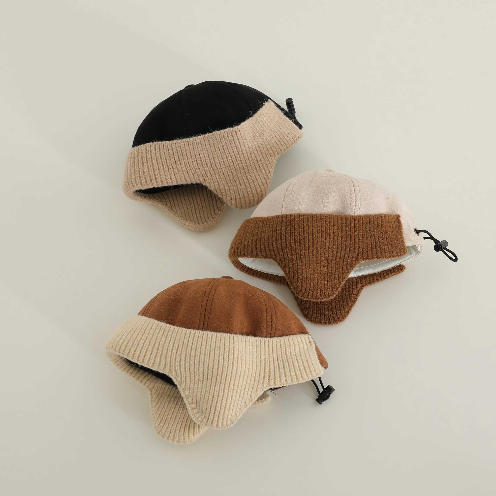 2024 New Winter Kintted Hat Boys Girls Solid Warm Baby Ear Protection Hat Infant Boy Girls Autumn Beanie HatXJ241213