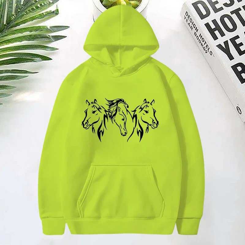 New Horse Head Pattern Printed Hoodie for Womens Fashion Casual Sports Sweater Womens Pullover Top W241213