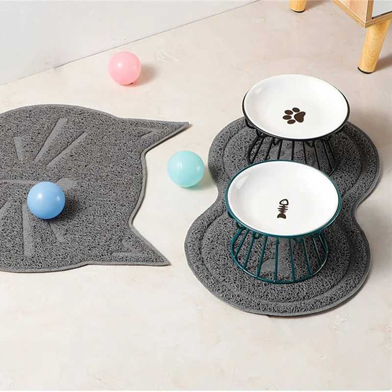 Cat Feeders Pet Ceramic Bowl Cat Metal Bowl Rack Ceramic Drinking Feeding Bowl Snack Canned Food Plate Anti-Cervical Spondylosis Food Basin z241213
