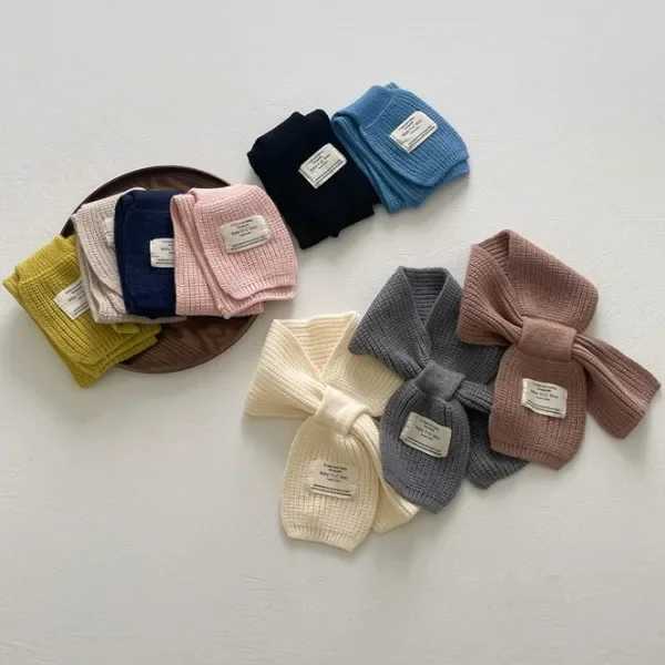 Scarves Wraps Kids Soft Knitted Scarf Winter Warm Infant Toddler Neck Shawl Fashion Children Girl Boy Scarves Baby Bib Solid Color Neckerchief H241213
