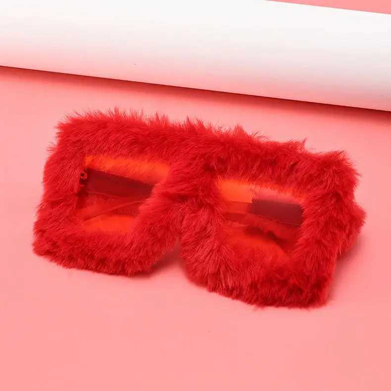 Sunglasses Oversized Plush Sunglasses Style Party Christmas Halloween Cosplay Winter Shades Soft Fluffy Square Frame Sun Glasses for Women H241213