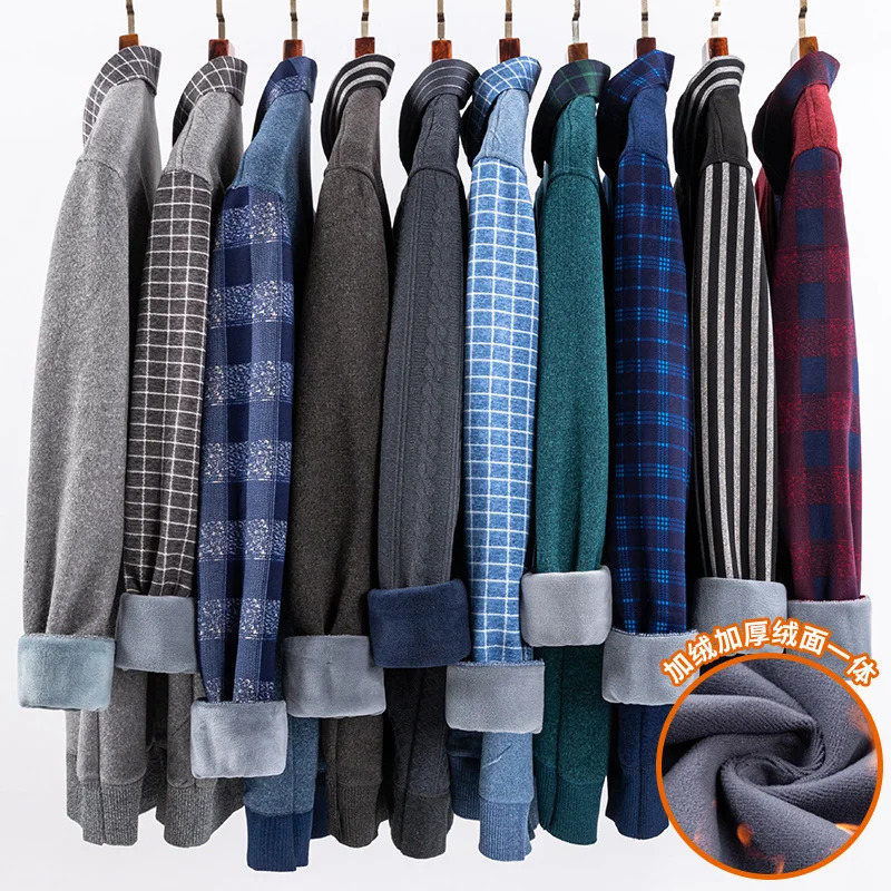 camisas de hombre two piece set men clothing ner clothes long sleeve fleece thickened warm sweater 241213