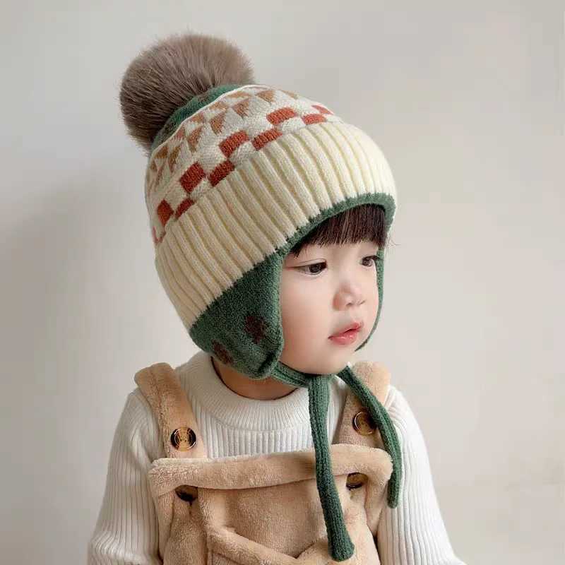 Winter Baby Hat Pompom Fleece Lining Baby Beanie Infant Bonnet Kids Cap for Girls Boys Bobble Kids Hat for Children 1-4YXJ241213