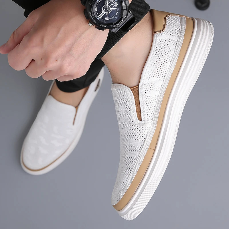 Mens breathable mesh casual shoes fashionable casual shoes anti slip outsole family fitness tennis hiking board shoes 241213