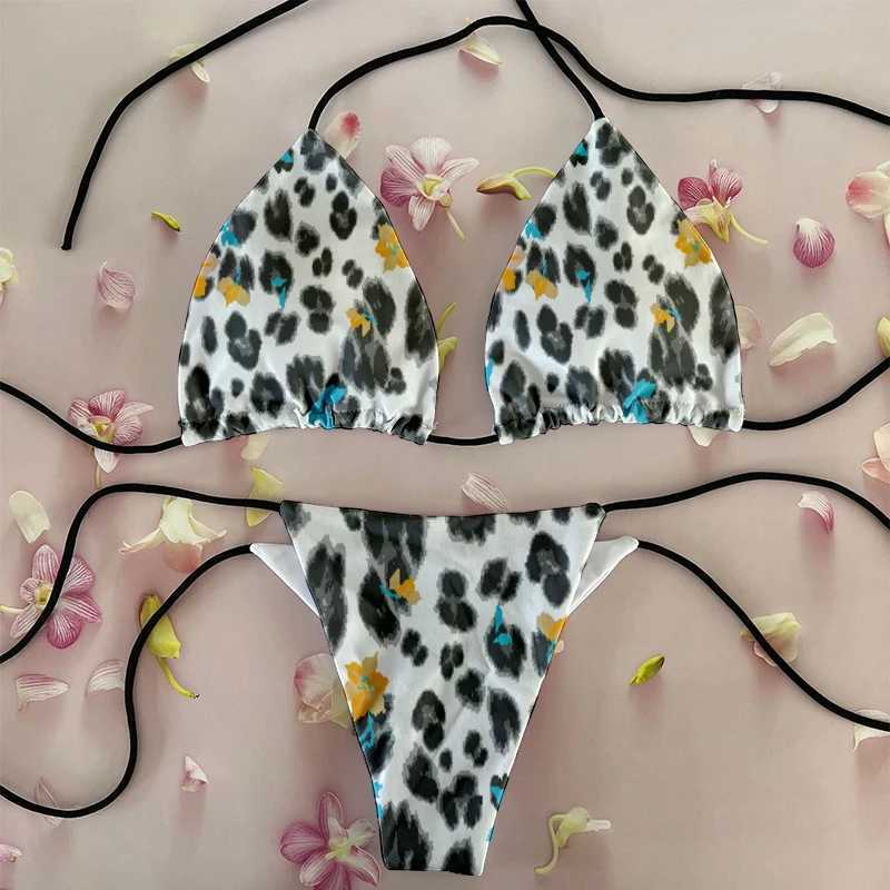 High Cut Micro Bikini Women opard Bandage Push Up Swimsuit Sexy Bathing Suit Padded Thong Swimwear Beach BikiniXJ241212