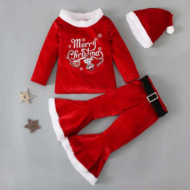 Christmas Santa Claus Winter Fleece Costume Baby Girls Long Sleeve Clothes Set Cute Show Christmas Hats New Year Xmas Outfits W241213