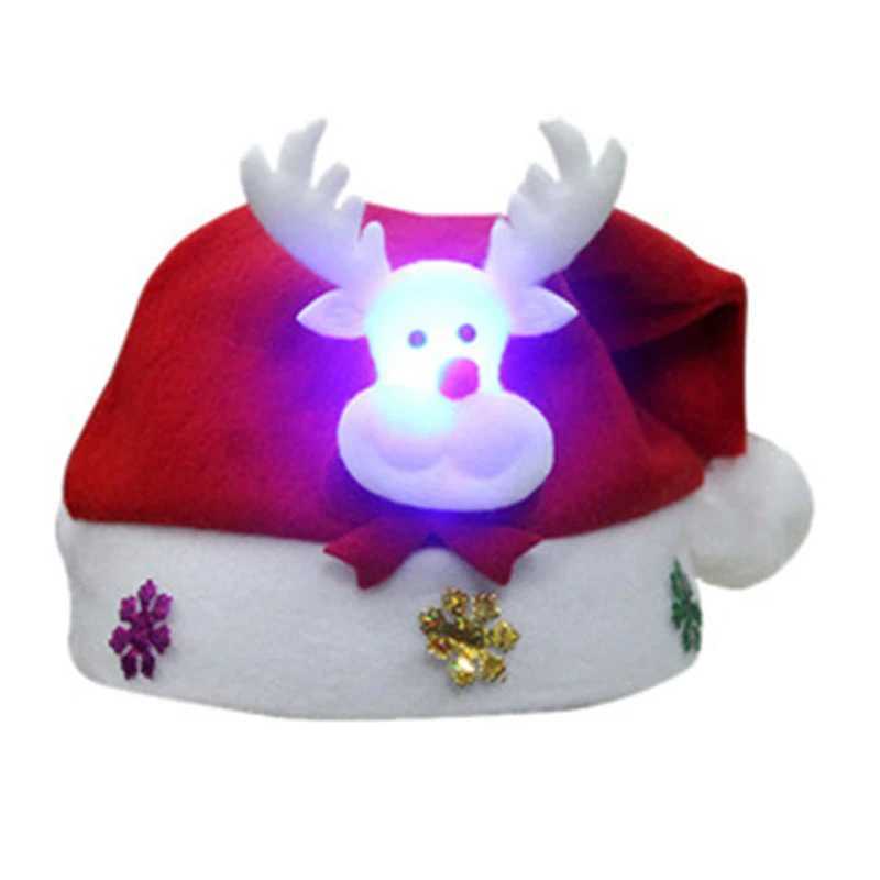 ON SALE! LED Christmas Hats Light Up Cap Santa Claus Hat Snowman Elk Xmas Holiday Hat for Kid Children Adult Gift DecorationXJ241213