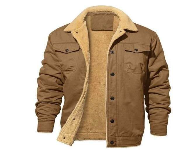 New Autumn And Winter Jackets With Plush Cotton Workwear, Casual Men's Jackets, Fashionable Quality, Classic
