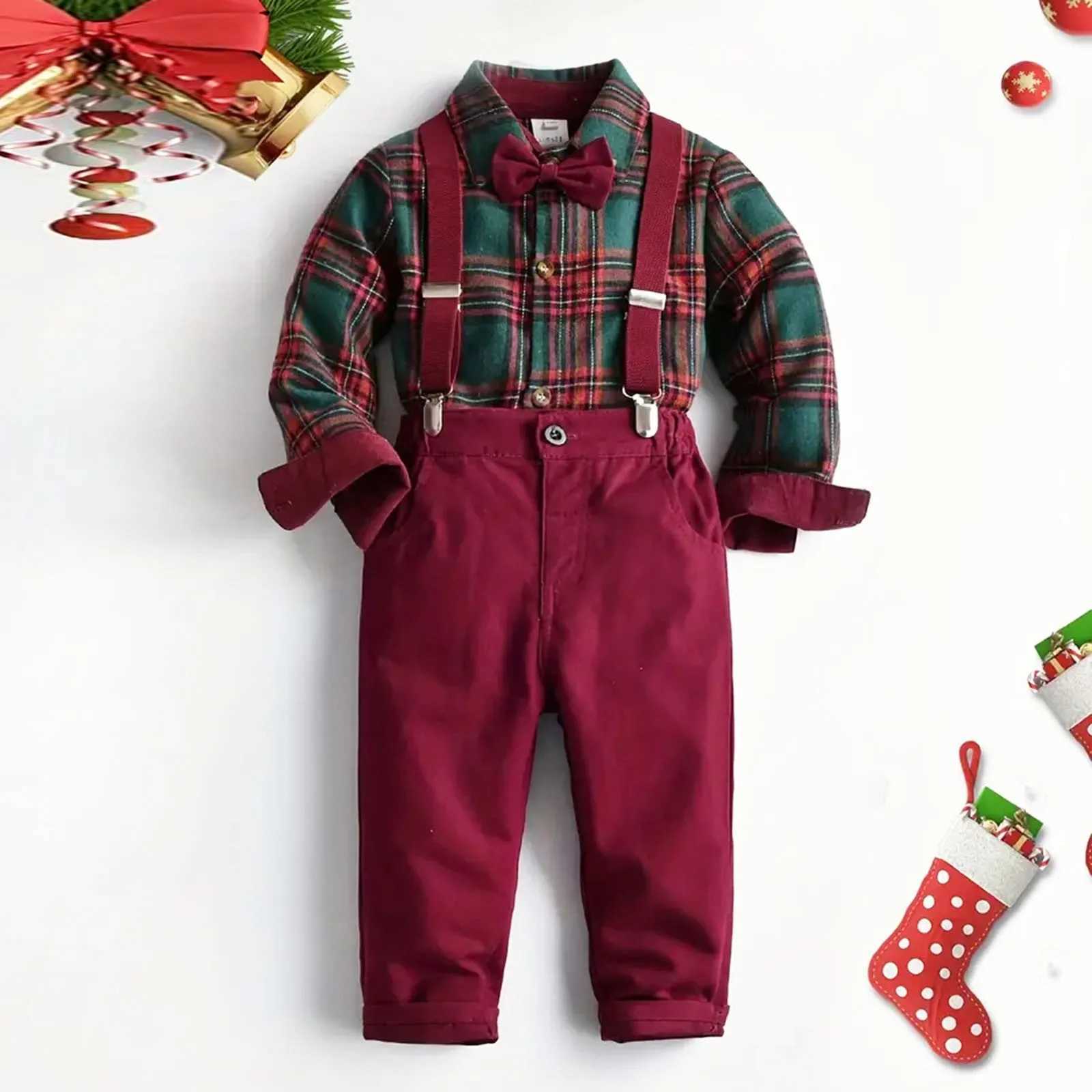 Boys Christmas Style Gentleman official costume speech performance birthday party childrens spring clothing 4 pieces of boys clothing W241213