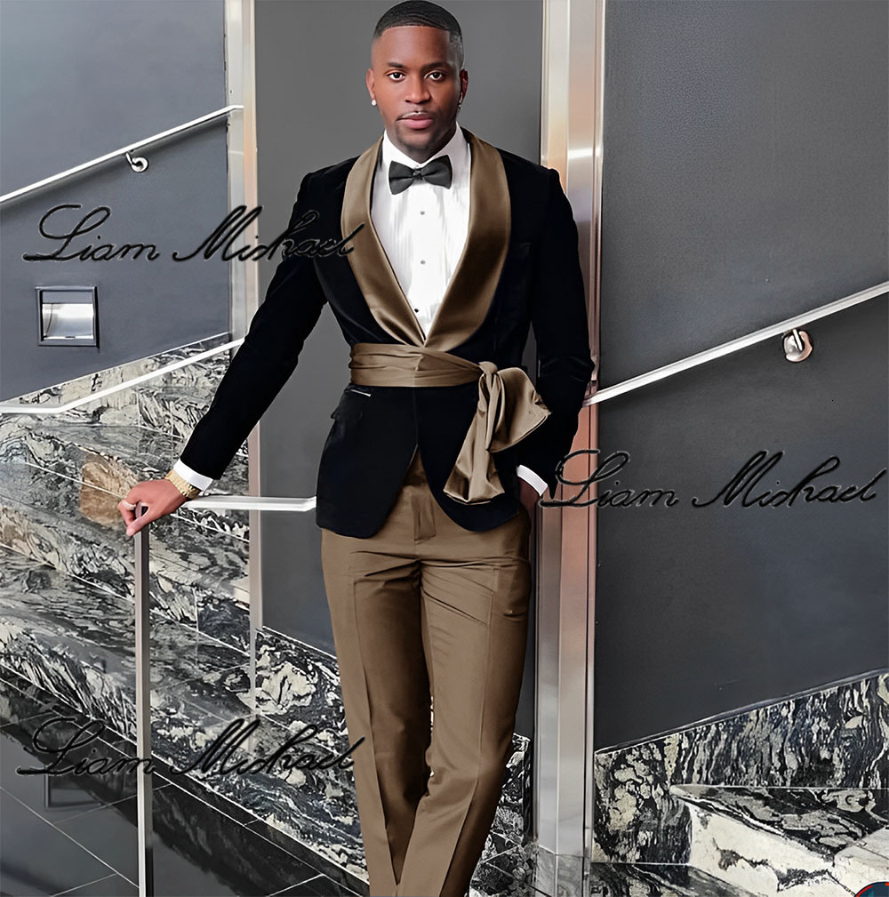 Black Veet Jacket 3 Piece Suit Wedding Groom Tuxedo 2024 Fashion Customized Men's Clothes Elegant