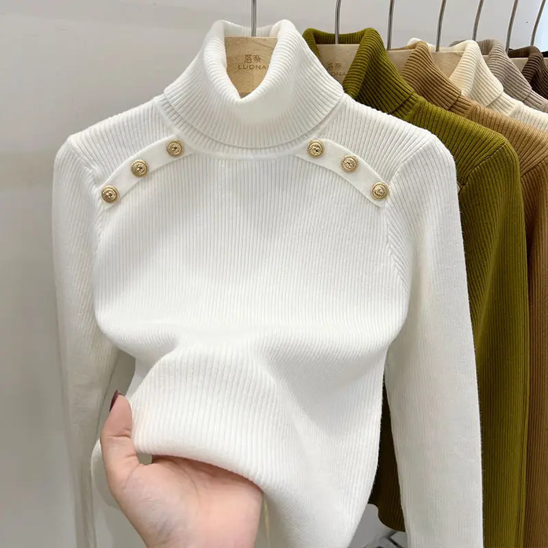 2024 Autumn and Winter Cashmere Sweater Womens Turtleneck Long sleeved Knit Pullover Slim 241203