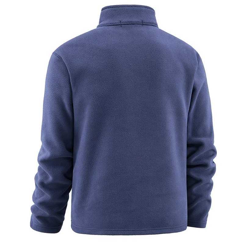 New Autumn Winter Thicken Warm Fleece Hoodless Sweatshirt for Men Solid Color Stand Collar Zipper Neck Pullover Mens Sweatshirt W241213