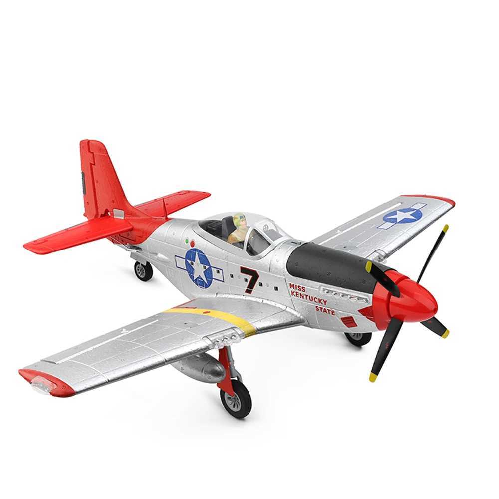 Electric/RC Aircraft XK A280 RC Plane 2.4G 4CH 3D6G Mode Aircraft P51 Fighter Simulator with LED Searchlight RC Airplane Toys for Children Adults Y241