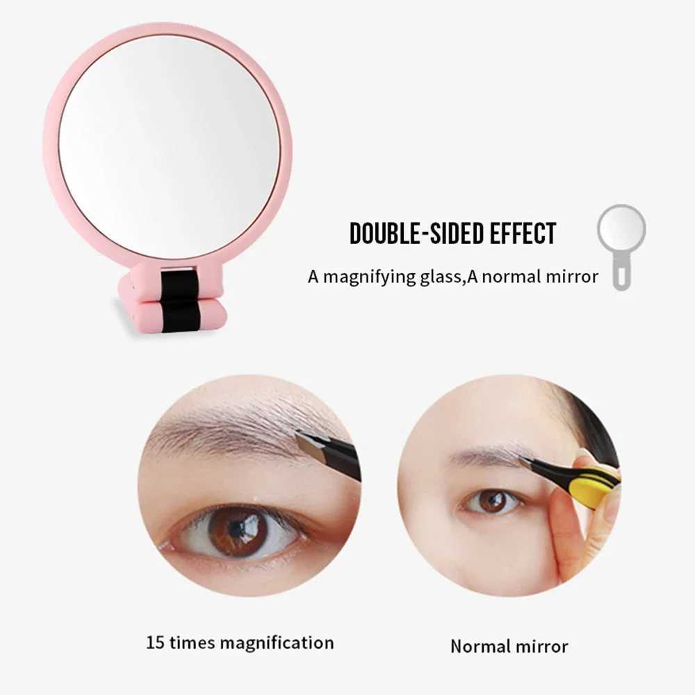 1pc 15X Magnifying Makeup Mirror Hand Mirror Handheld Folding Double Sided Makeup Vanity Mirror Travel Portable Makeup ToolsXJ241213