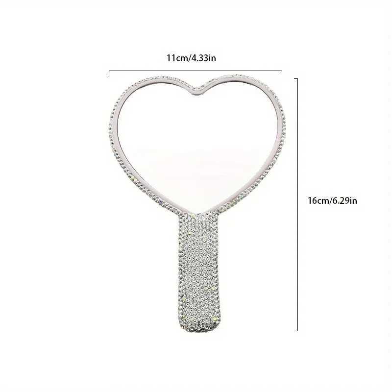 Womens Makeup Compact Mirror Sticking Diamond Hand-held Mirror ABS Fashionable High-end Beauty Cosmetic MirrorXJ241213