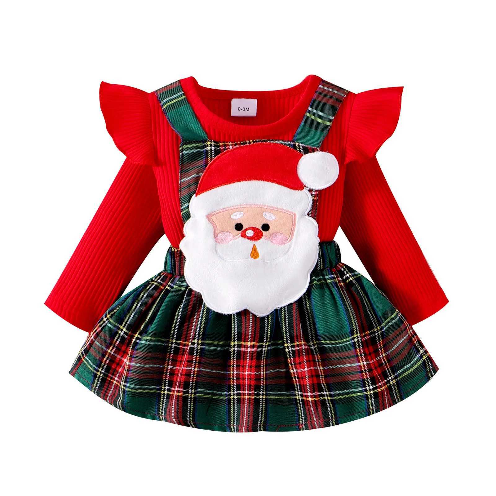 ma baby 0-18M Christmas Newborn Infant Baby Girl Clothes Sets Knit Red Romper Deer Plaid Skirts Headban Xmas Outfits Costume W241213