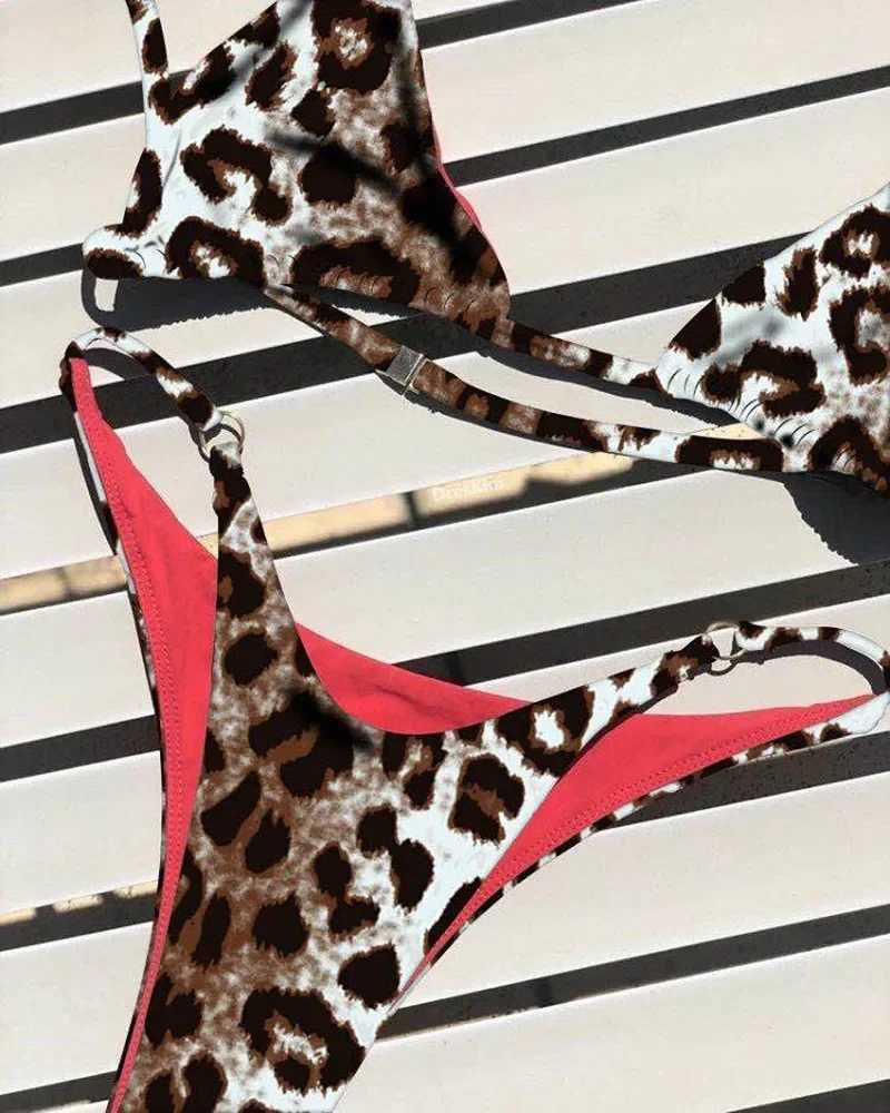 Sexy opard Bikini Suit Women Strap Push Up Swimsuit Three Points Bikini Low Waist Swimwear Women Summer ss BeachwearXJ241212