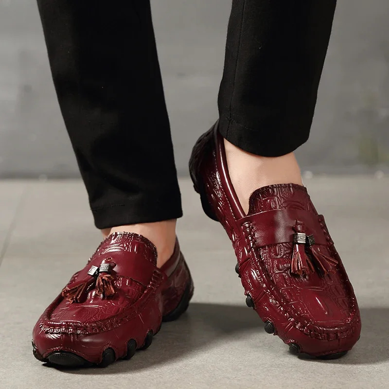 Mens Loafers Casual Shoes For Men Moccasins Leather Slip On Boat Shoes Handmade Driving Shoes Male Style 241206