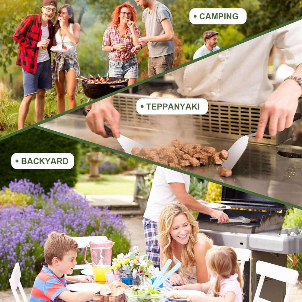 Griddle Kit, Upgraded Flat Top Accessories Blackstone and Camp Chef, Grill Spatula Set with Enlarged Spatulas, Basting Cover, Iron Smash Burger Press 