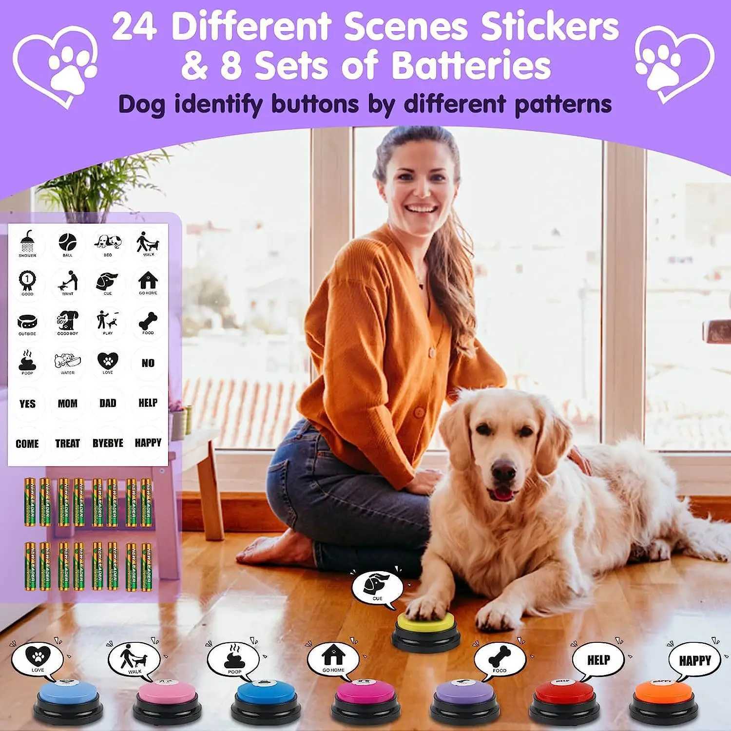 1 voice recording button pet toy dog button for communication pet training buzzer can record call button smart toy X241213