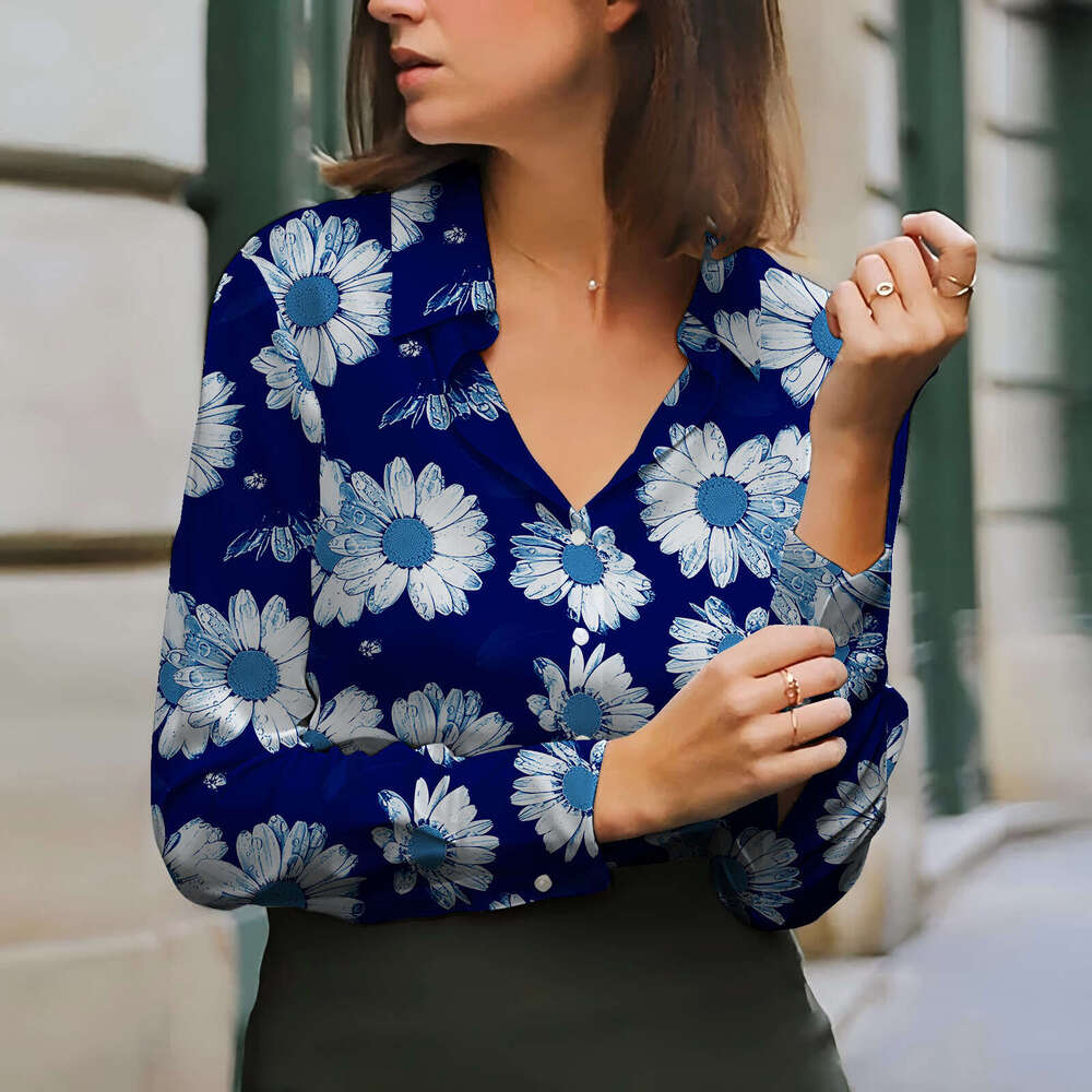 European American Women's Tops, Spring Autumn Long Sleeves, Digital Printed Shirts, Trendy Clothing, Fashionable And Casual Temperament
