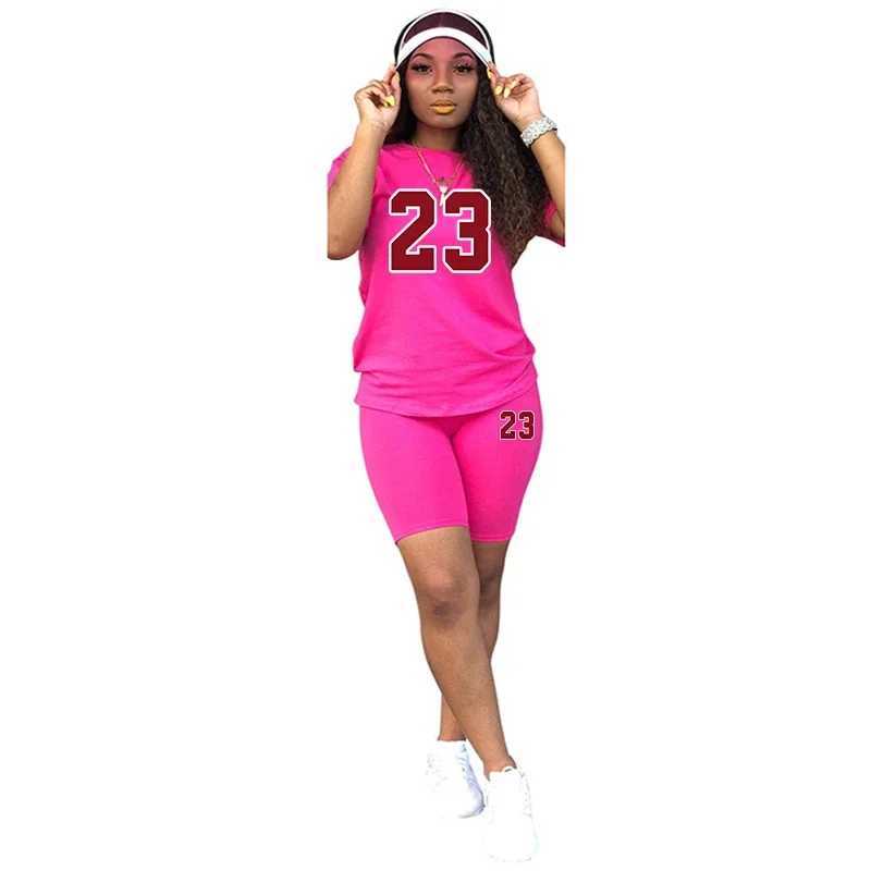 Women's Two Piece Pants High Quality Summer Womens Suit Short Slve Sets for Women 2 Pieces Daily Tracksuit Casual O-Neck 2024 Printing Ladies Fas